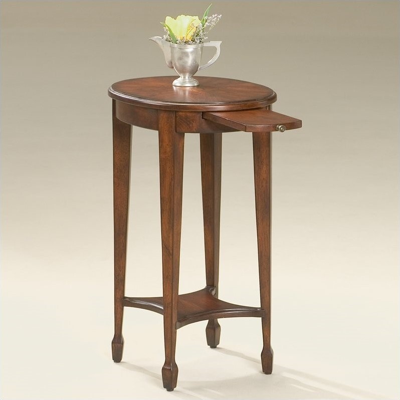 Home Square Oval Accent Table in Plantation Cherry - Set of 2