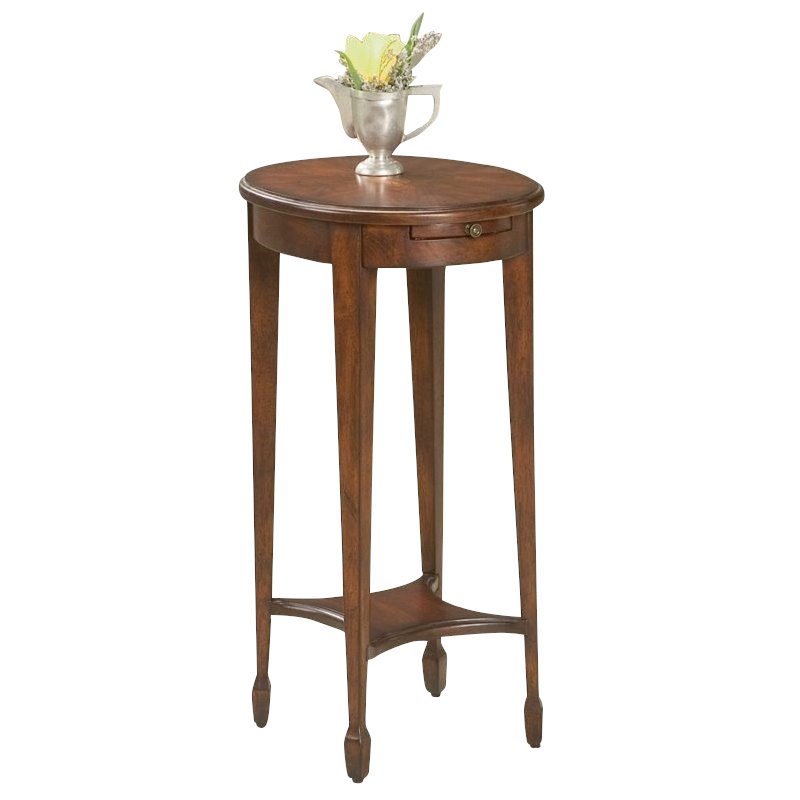 Home Square Oval Accent Table in Plantation Cherry - Set of 2