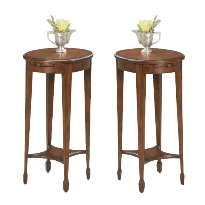 Home Square Oval Accent Table in Plantation Cherry - Set of 2