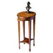 Home Square Traditional Round Accent Table in Olive Ash Burl - Set of 2