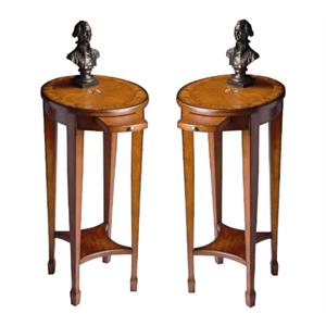 home square traditional round accent table in olive ash burl - set of 2