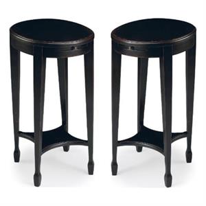 Home Square Oval Accent Table in Plum Black Finish - Set of 2