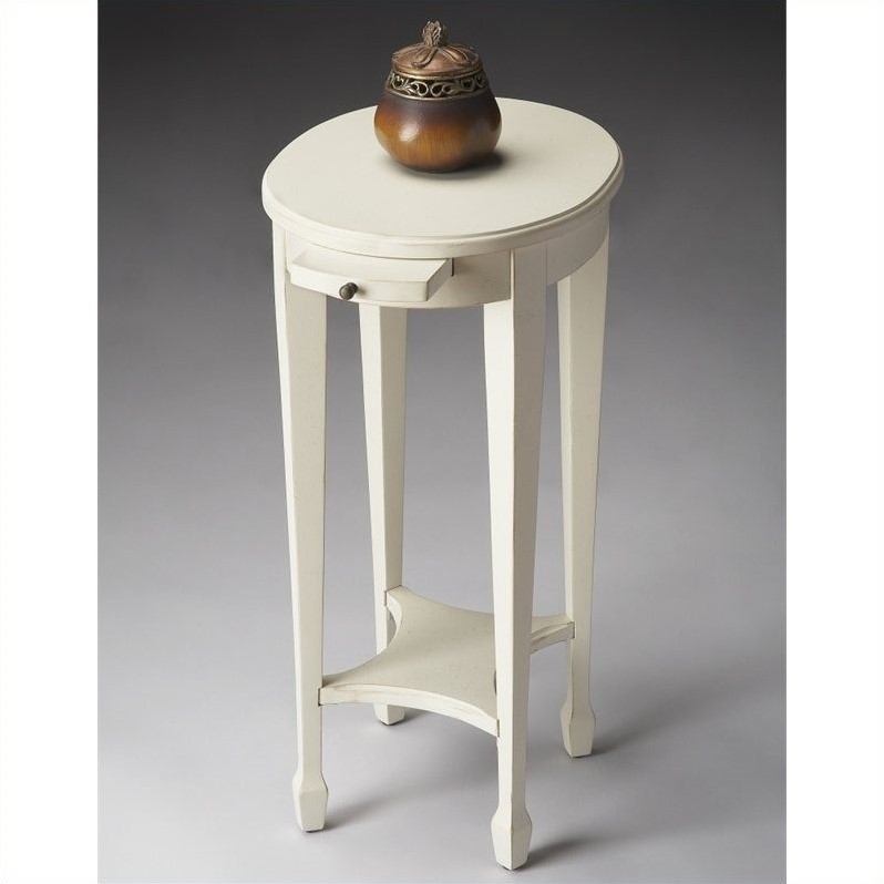 Home Square Wood Accent Table in Cottage White Finish - Set of 2