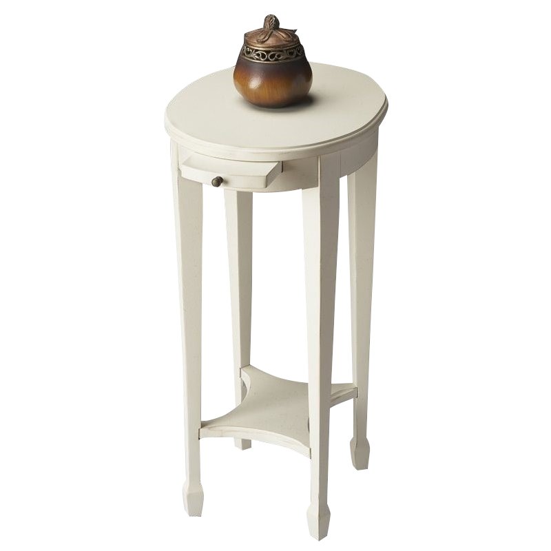 Home Square Wood Accent Table in Cottage White Finish - Set of 2