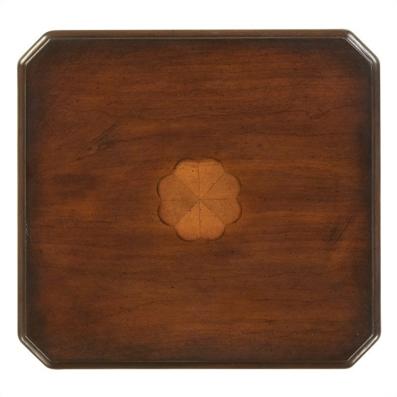 Home Square Pull Out Drawer Accent Table in Plantation Cherry - Set of 2