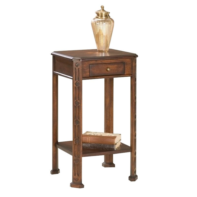 Home Square Pull Out Drawer Accent Table in Plantation Cherry - Set of 2