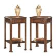 Home Square Pull Out Drawer Accent Table in Plantation Cherry - Set of 2