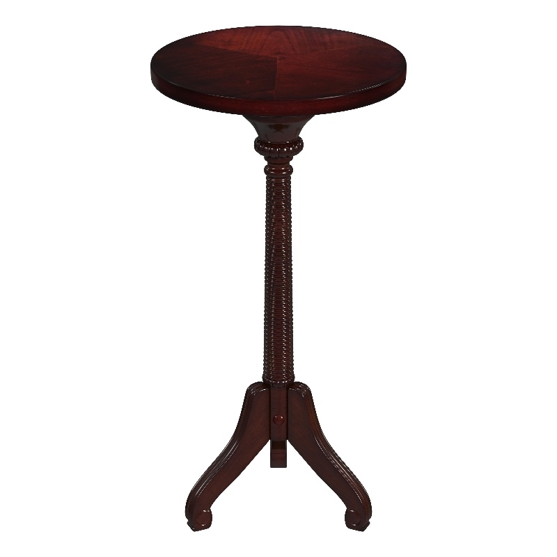 Home Square Wood Pedestal Table in Cherry Brown Finish - Set of 2