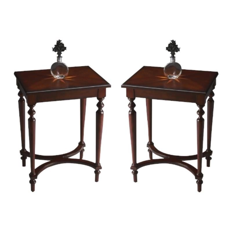 Home Square Traditional Accent Table in Plantation Cherry - Set of 2