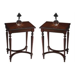 Home Square Traditional Accent Table in Plantation Cherry - Set of 2