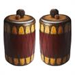 Home Square Rustic Drum Table in Mountain Lodge Finish - Set of 2