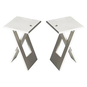 Home Square Loft Square Folding End Table in White - Set of 2