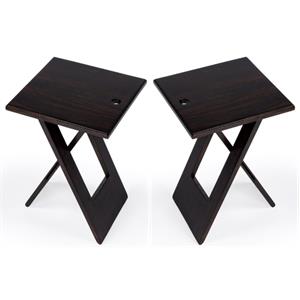 Home Square Hammond Mango Wood Folding Table in Coffee - Set of 2