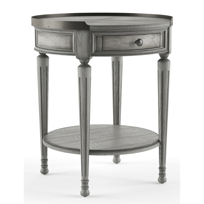 Home Square Wood Accent Table in Powder Gray Finish - Set of 2