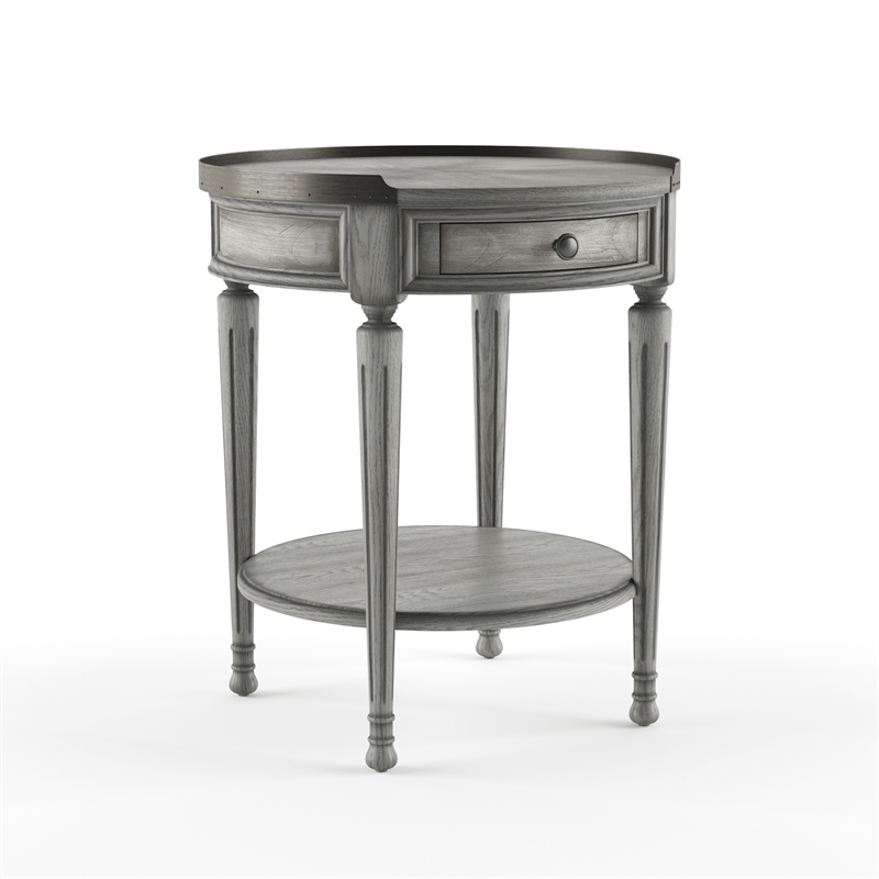 Home Square Wood Accent Table in Powder Gray Finish - Set of 2