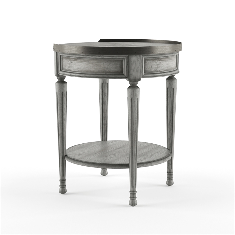 Home Square Wood Accent Table in Powder Gray Finish - Set of 2
