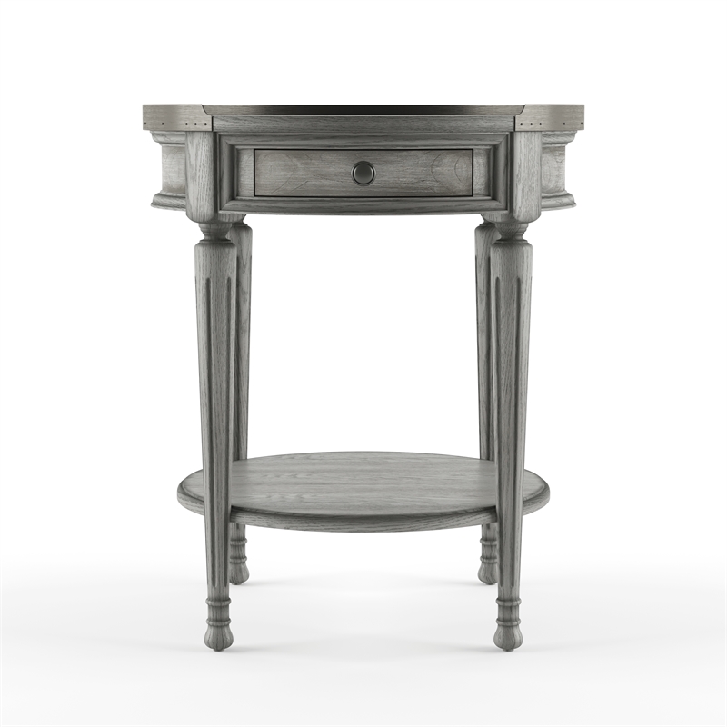 Home Square Wood Accent Table in Powder Gray Finish - Set of 2