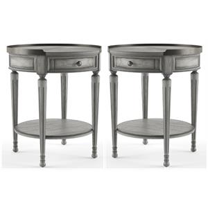 Home Square Wood Accent Table in Powder Gray Finish - Set of 2