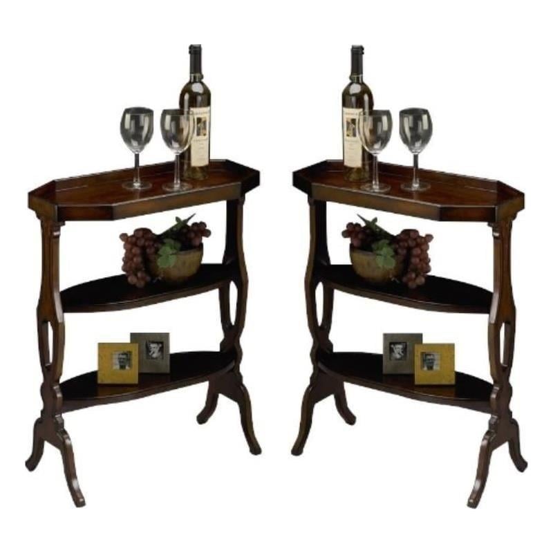 Home Square Accent Table in Plantation Cherry Finish - Set of 2