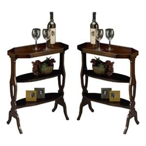 Home Square Accent Table in Plantation Cherry Finish - Set of 2