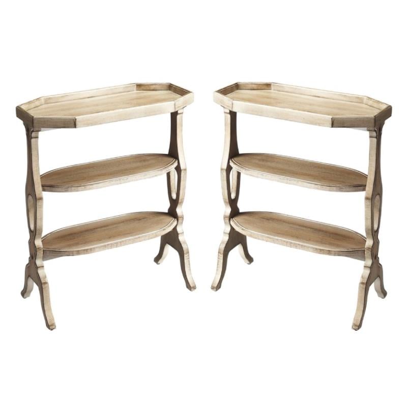 Home Square Transitional Accent Table in Gray Finish - Set of 2
