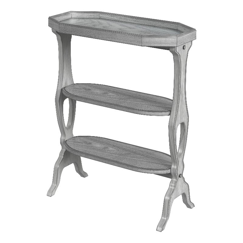 Home Square 3-Shelves Side Table in Powder Gray Finish - Set of 2
