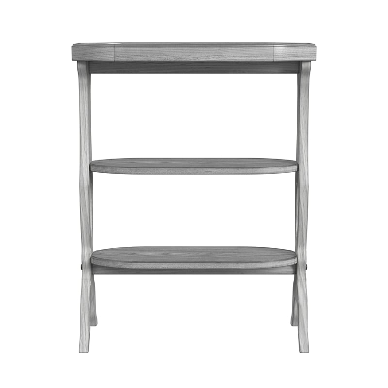 Home Square 3-Shelves Side Table in Powder Gray Finish - Set of 2