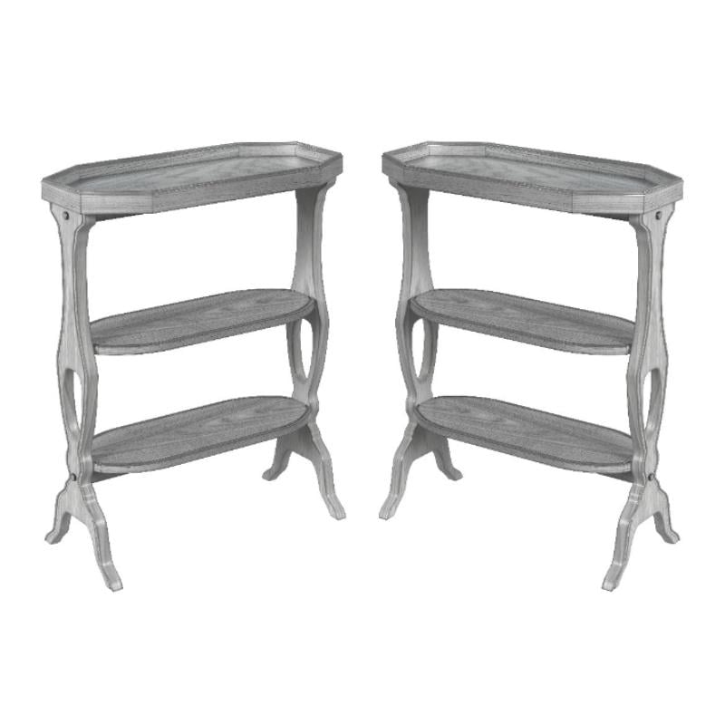 Home Square 3-Shelves Side Table in Powder Gray Finish - Set of 2