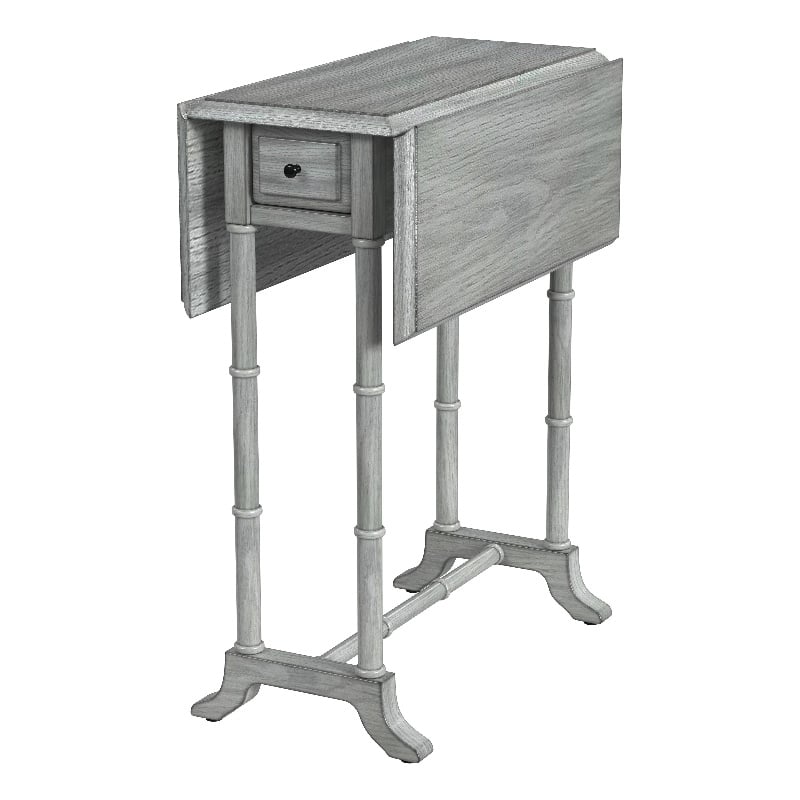 Home Square Drop-Leaf Accent Table in Gray Finish - Set of 2