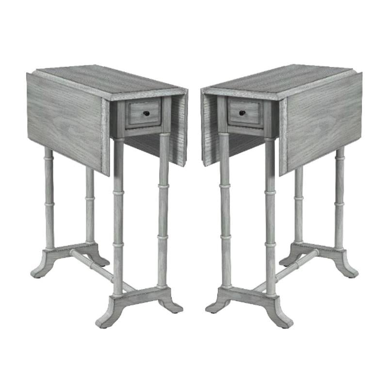 Home Square Drop-Leaf Accent Table in Gray Finish - Set of 2