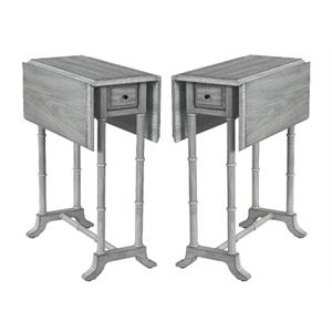 Home Square Drop-Leaf Accent Table in Gray Finish - Set of 2
