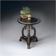 Home Square Round Fossil Stone Top Accent Table in Heritage - Set of 2