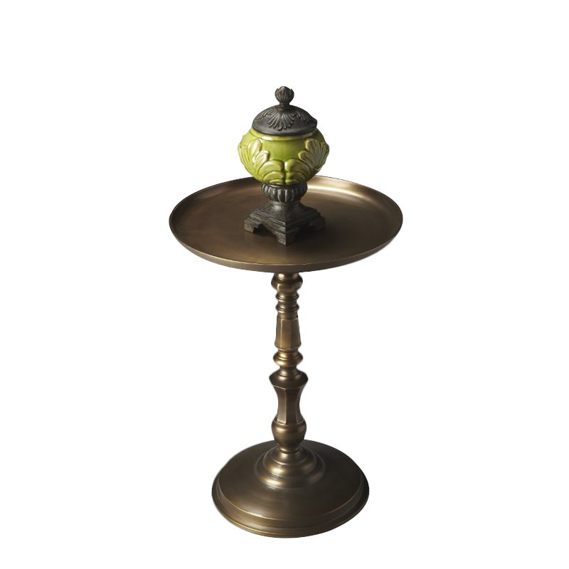 Home Square Round Aluminum Pedestal Table in Bronze - Set of 2
