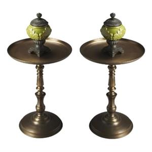 home square round aluminum pedestal table in bronze - set of 2