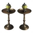 Home Square Round Aluminum Pedestal Table in Bronze - Set of 2