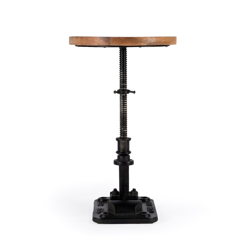 Home Square Modern Adjustable Pedestal Side Table in Black - Set of 2