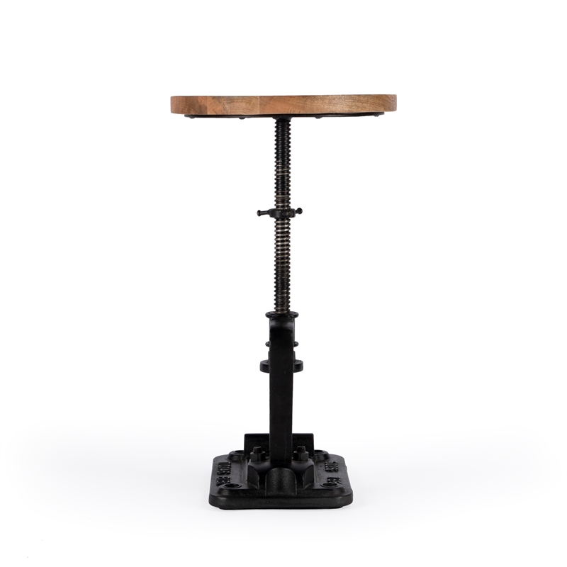 Home Square Modern Adjustable Pedestal Side Table in Black - Set of 2
