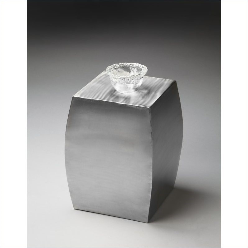 Home Square Modern Stainless Steel Accent Table in Silver - Set of 2