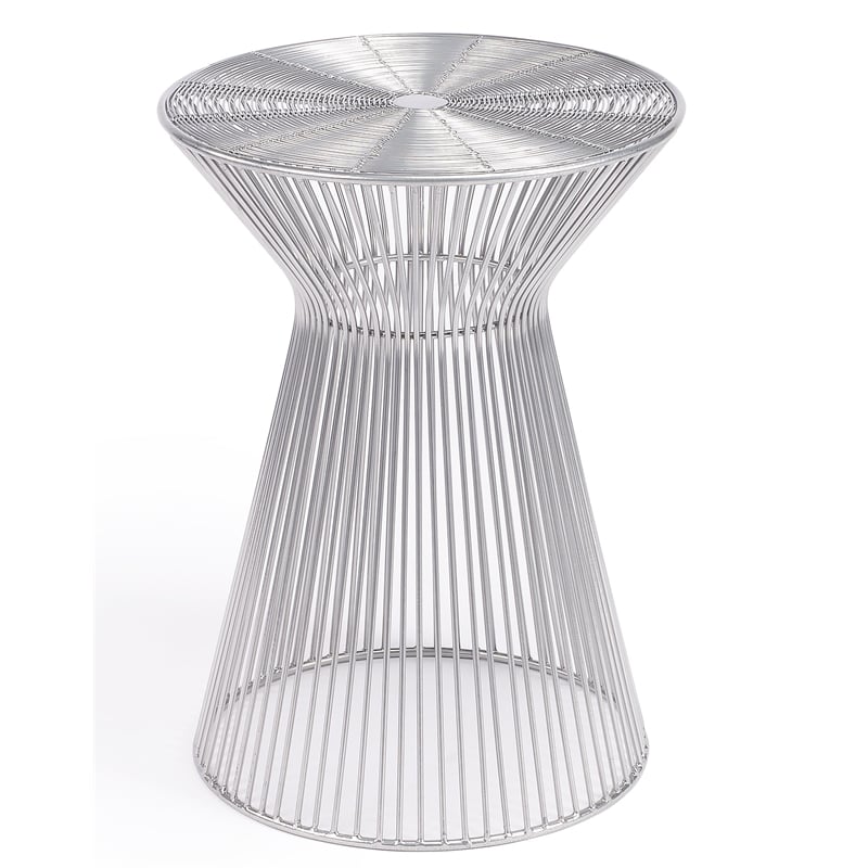 Home Square Traditional Metal End Table in Silver Finish - Set of 2