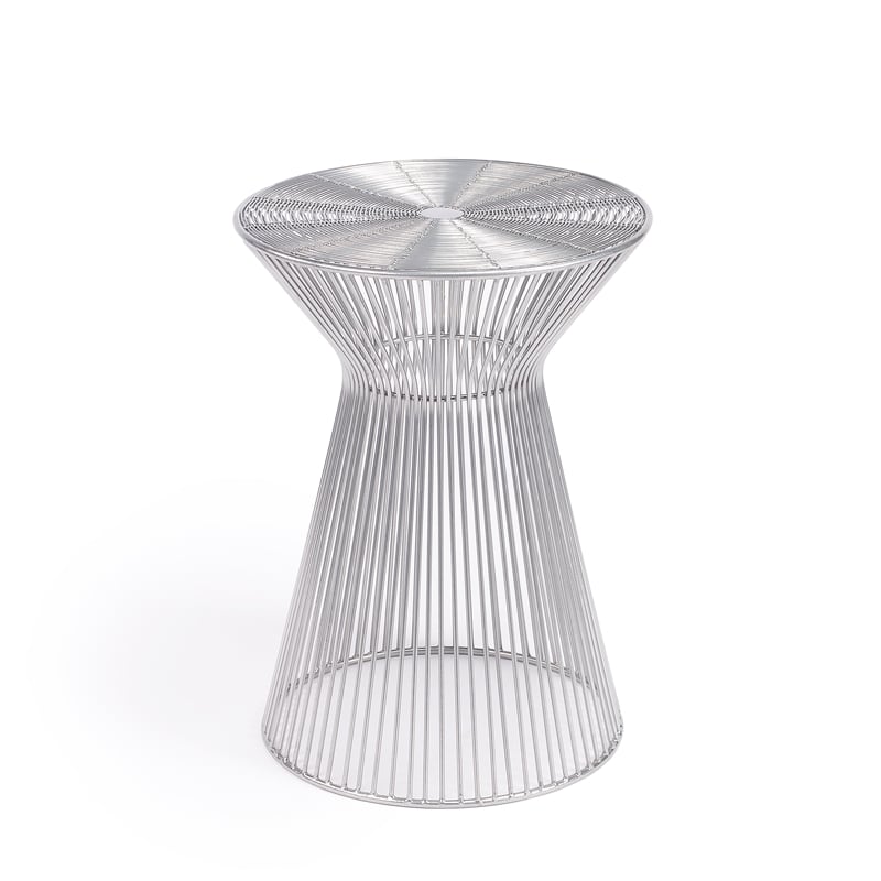 Home Square Traditional Metal End Table in Silver Finish - Set of 2