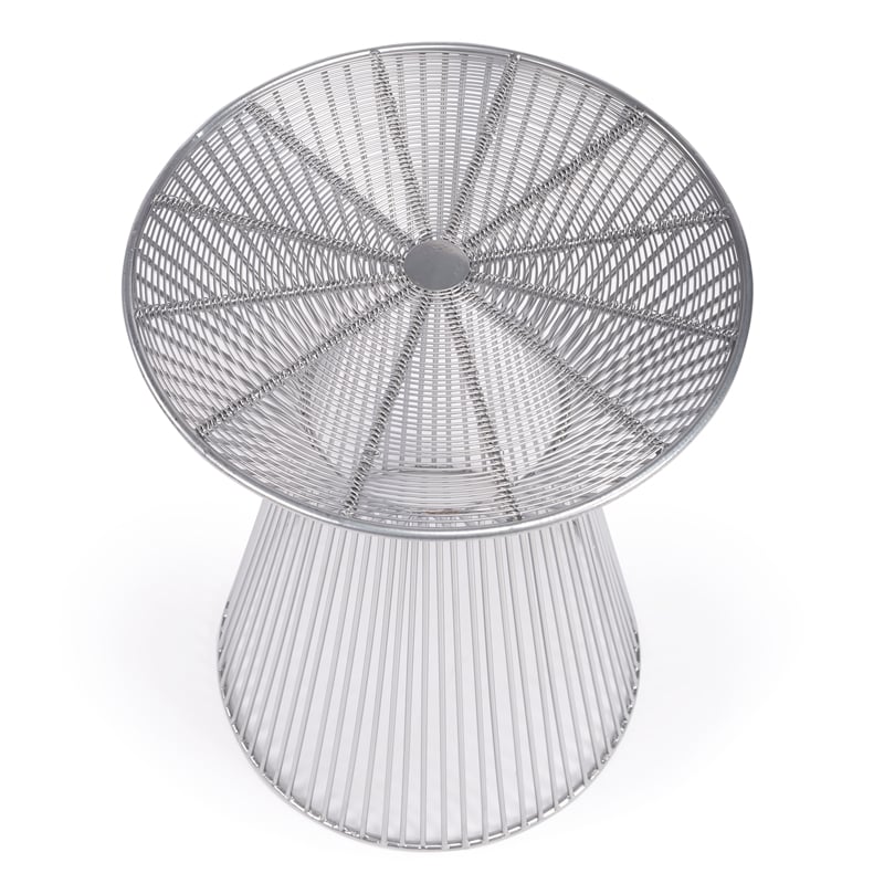Home Square Traditional Metal End Table in Silver Finish - Set of 2