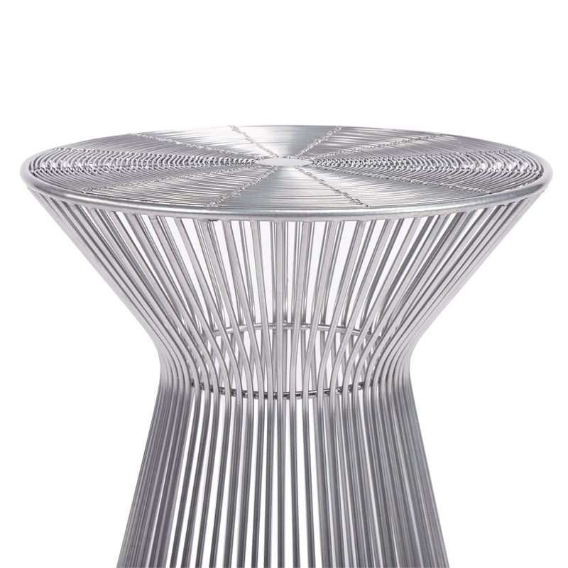 Home Square Traditional Metal End Table in Silver Finish - Set of 2
