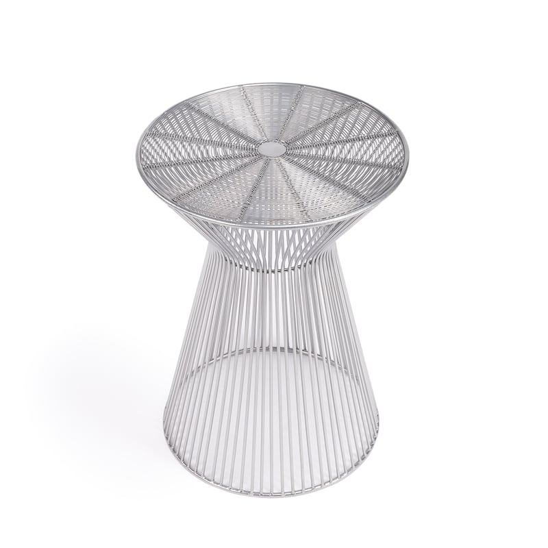 Home Square Traditional Metal End Table in Silver Finish - Set of 2