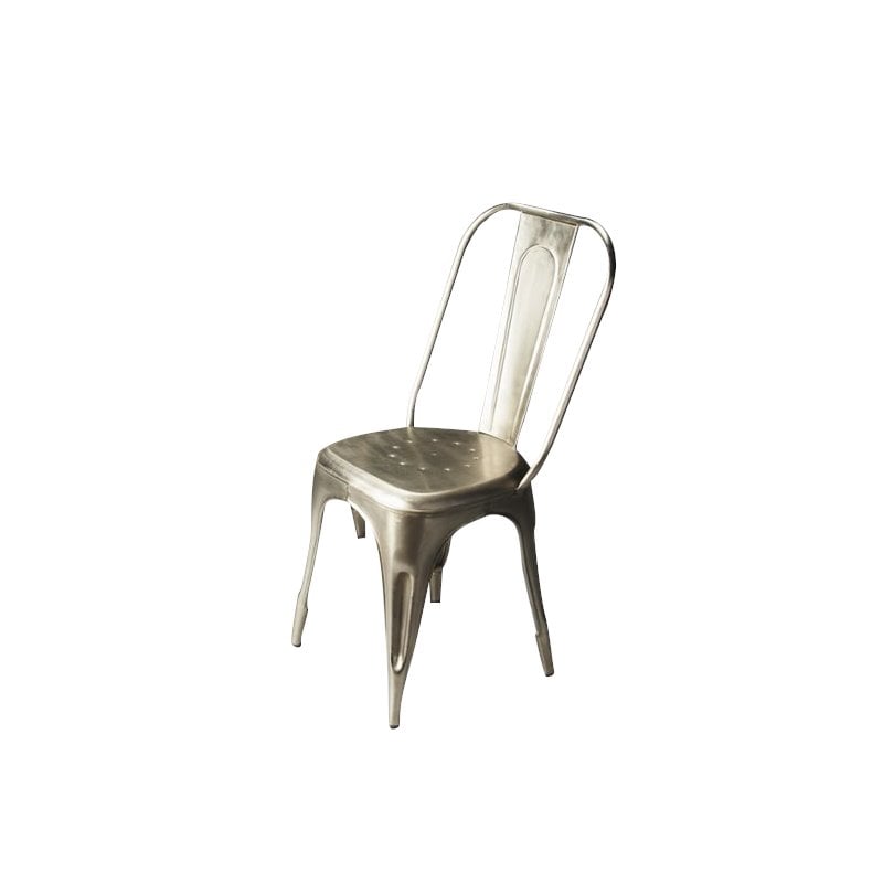 Home Square Industrial Chic Accent Side Chair in Silver - Set of 2