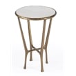 Home Square Contemporary Marble & Aluminum Side Table in Gold - Set of 2