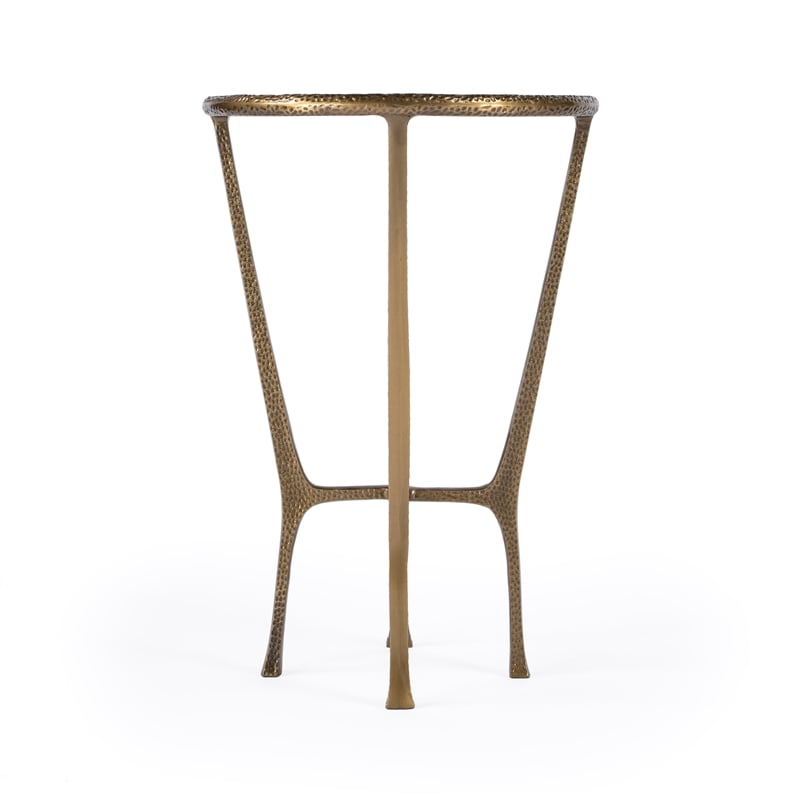 Home Square Contemporary Marble & Aluminum Side Table in Gold - Set of 2