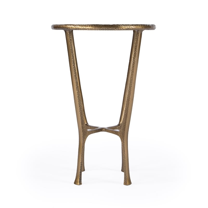 Home Square Contemporary Marble & Aluminum Side Table in Gold - Set of 2