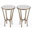 Home Square Contemporary Marble & Aluminum Side Table in Gold - Set of 2