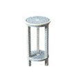 Home Square Traditional Bone Inlay Accent Table in Blue - Set of 2