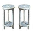 Home Square Traditional Bone Inlay Accent Table in Blue - Set of 2